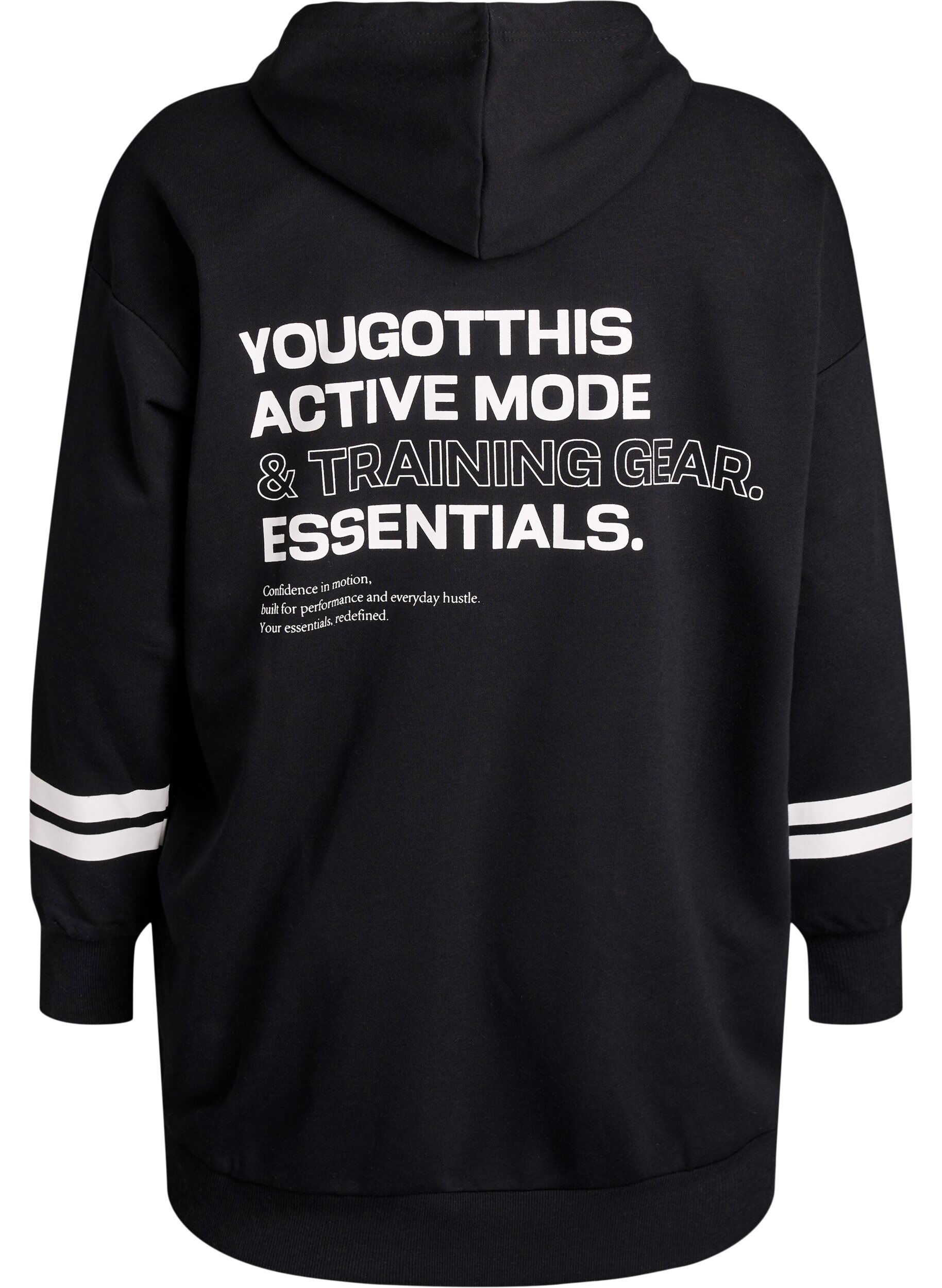 Zizzi Pitk&auml; swetarineuletakki printtiyksityiskohdilla, Musta, Packshot image number 1