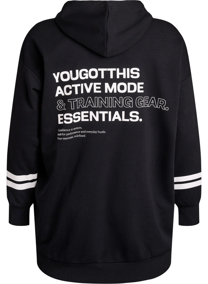 Pitk&auml; swetarineuletakki printtiyksityiskohdilla, Musta, Packshot image number 1