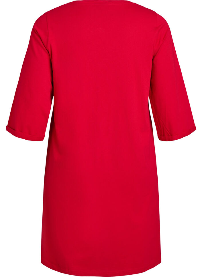 Yöpaita luomupuuvillasta joulumotiivilla, Punainen, Packshot image number 1