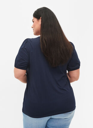Puuvillainen t-paita 2/4-hihoilla, Navy Blazer, Model image number 1