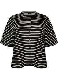 Pusero ribbineuloksella ja nappikiinnityksell&auml;, Musta