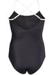 Urheilu-uimapuku kontrastikaitaleilla ja ristiin menevill&auml; olkaimilla, Musta, Packshot image number 1