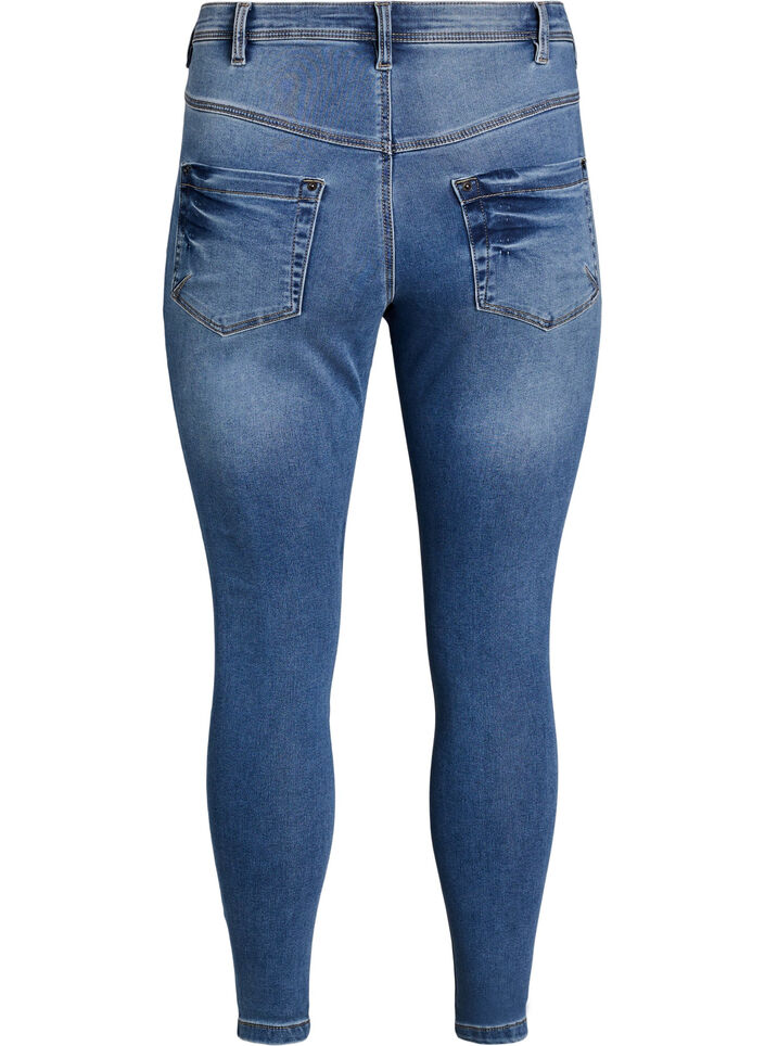Cropped Amy -farkut vetoketjuyksityiskohdalla, Sininen, Packshot image number 1