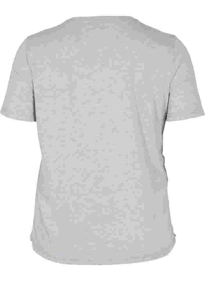 Kropattu t-paita nyörillä, Light Grey Melange, Packshot image number 0