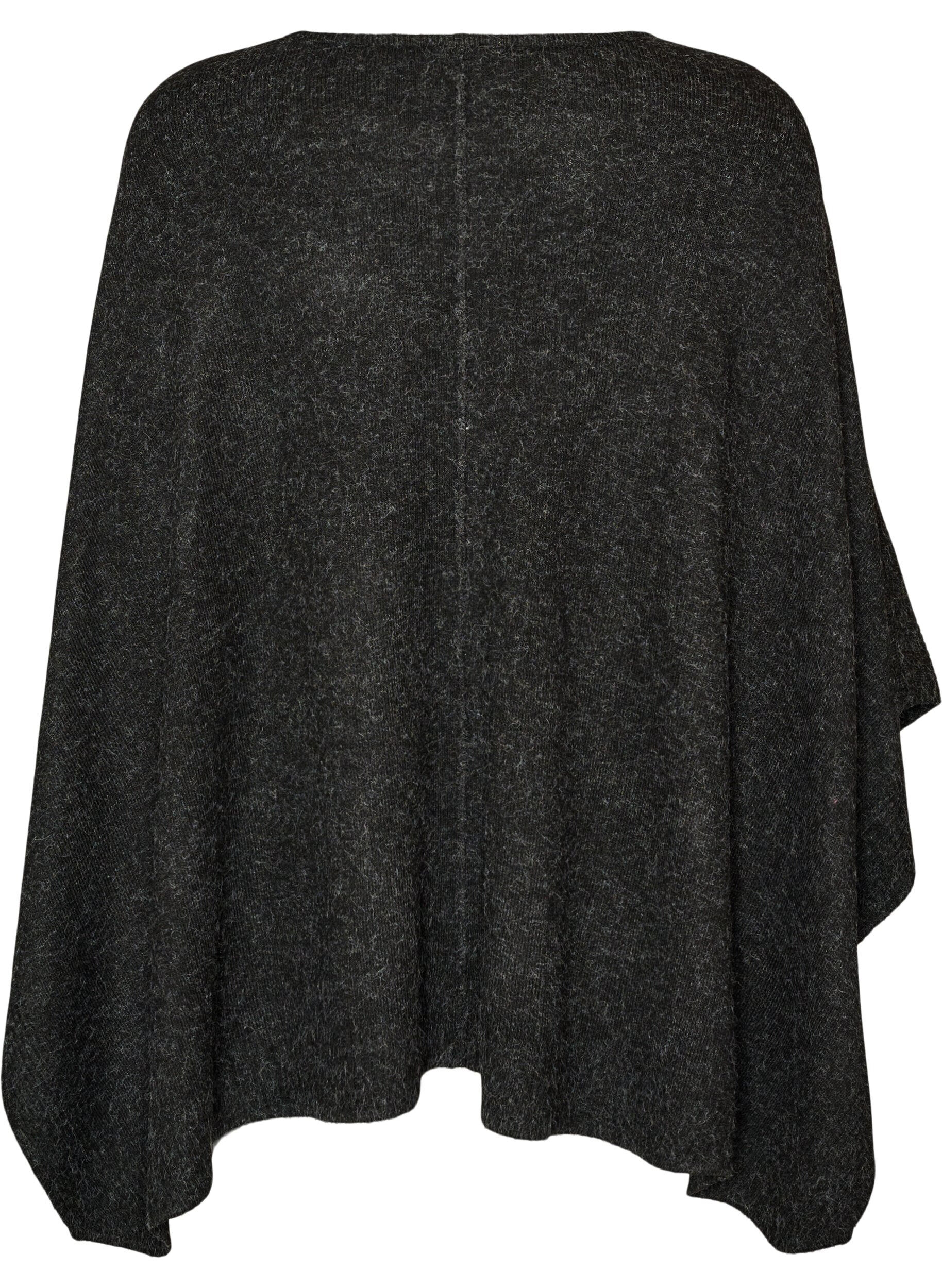 ZizziPy&ouml;re&auml;aukkoiset neulotut ponchot, Harmaa, Packshot image number 1