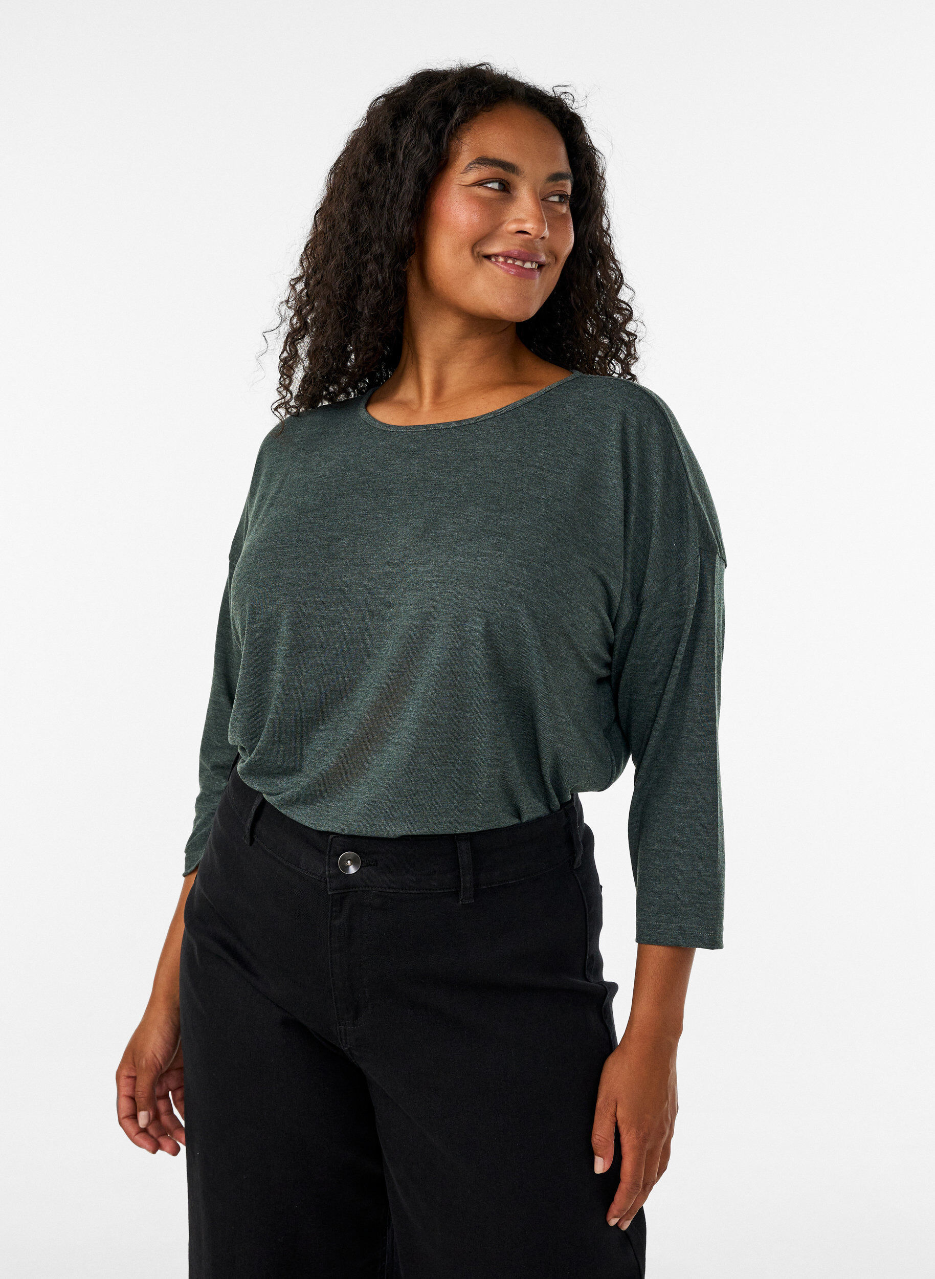 Jersey -pusero 3/4-hihoilla, Vihre&auml;, Model