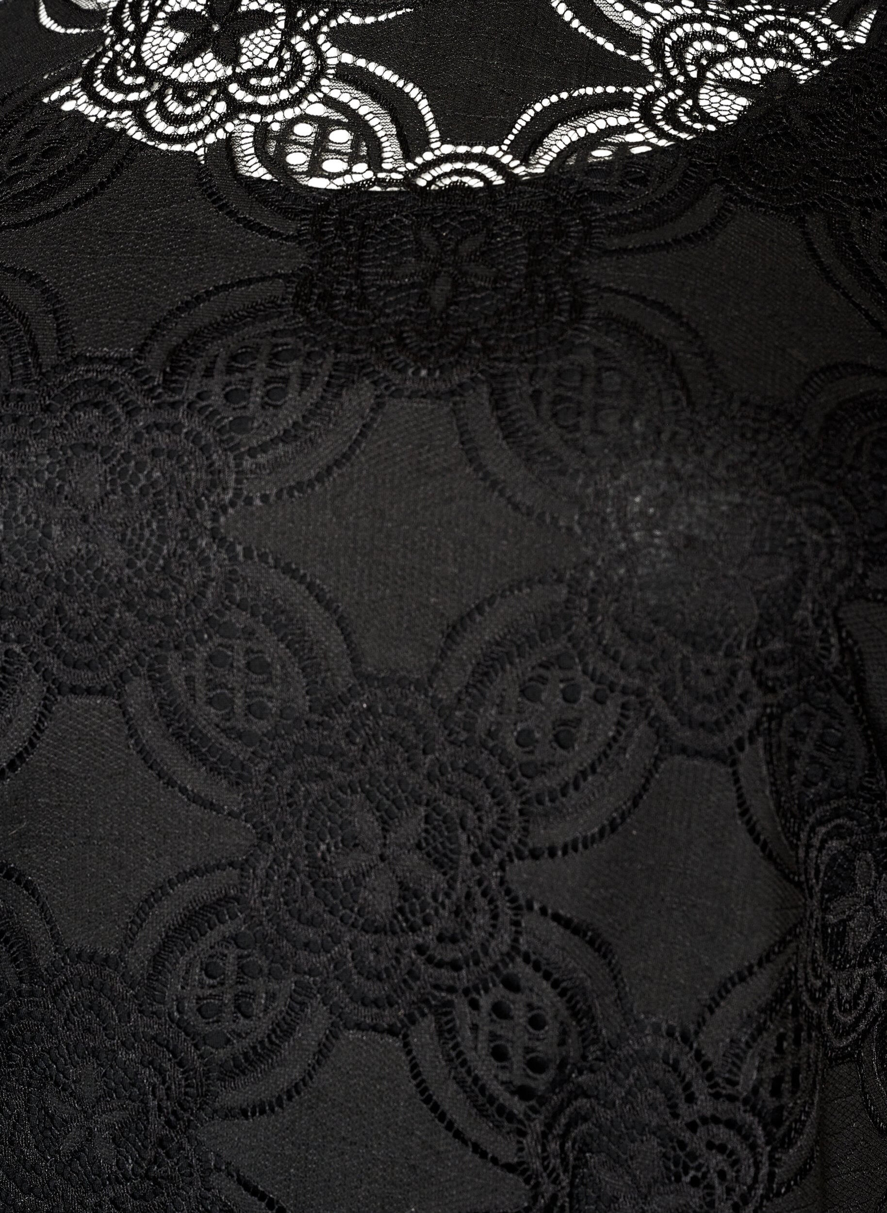 Zizzi Pitsinen midimekko 1/2-hihoilla, Musta, Packshot image number 2