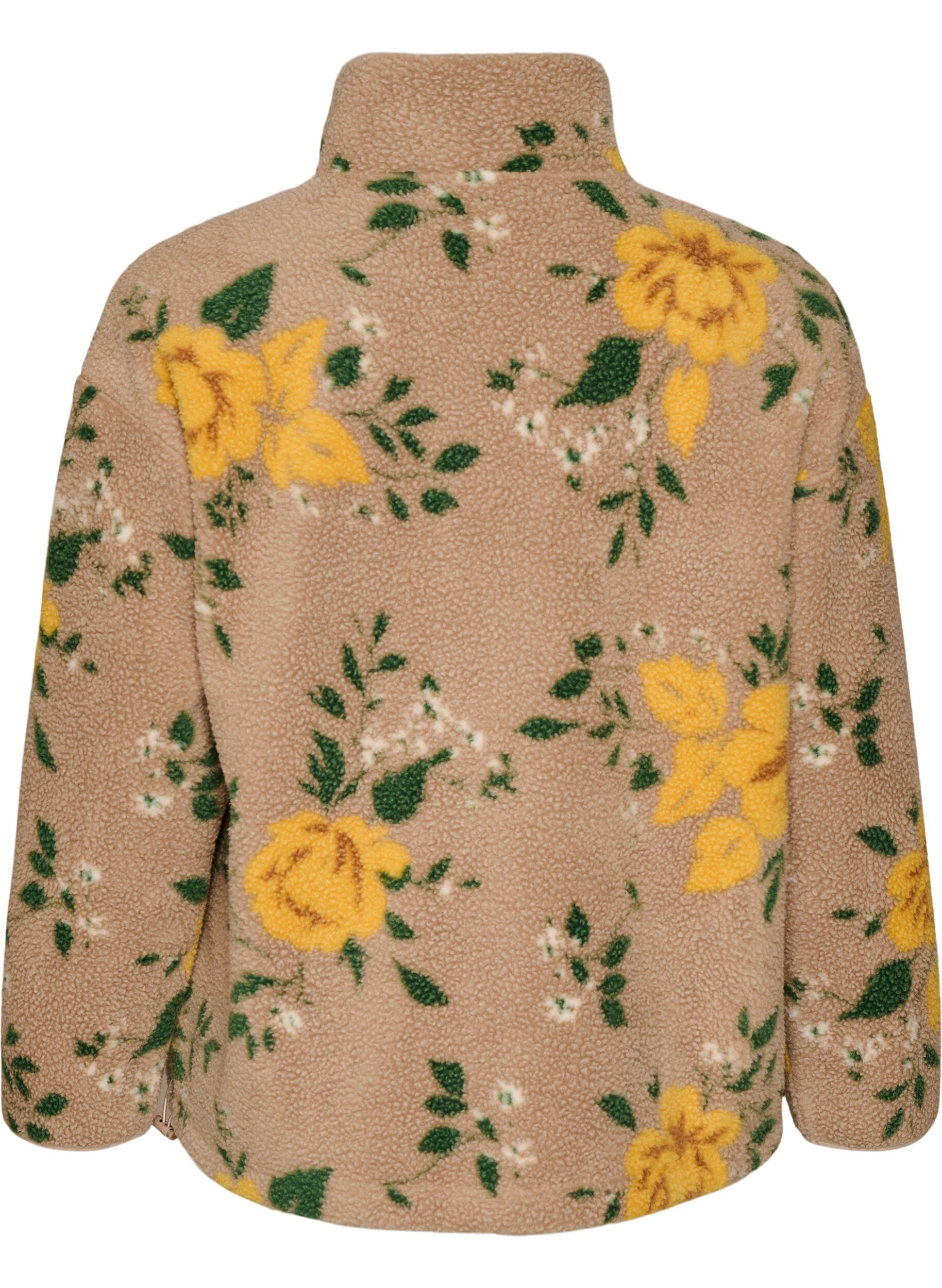 ZizziKukkafleecetakki korkealla kauluksella ja vetoketjulla, Beige, Packshot image number 1