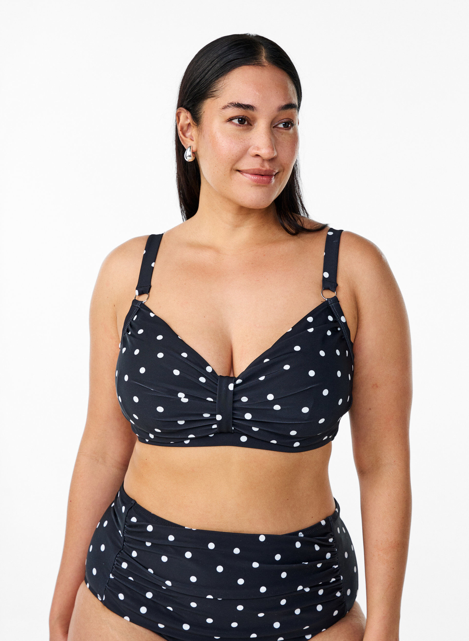 ZizziKaarituelliset bikiniyl&auml;osa kuosilla, Musta, Model image number 0