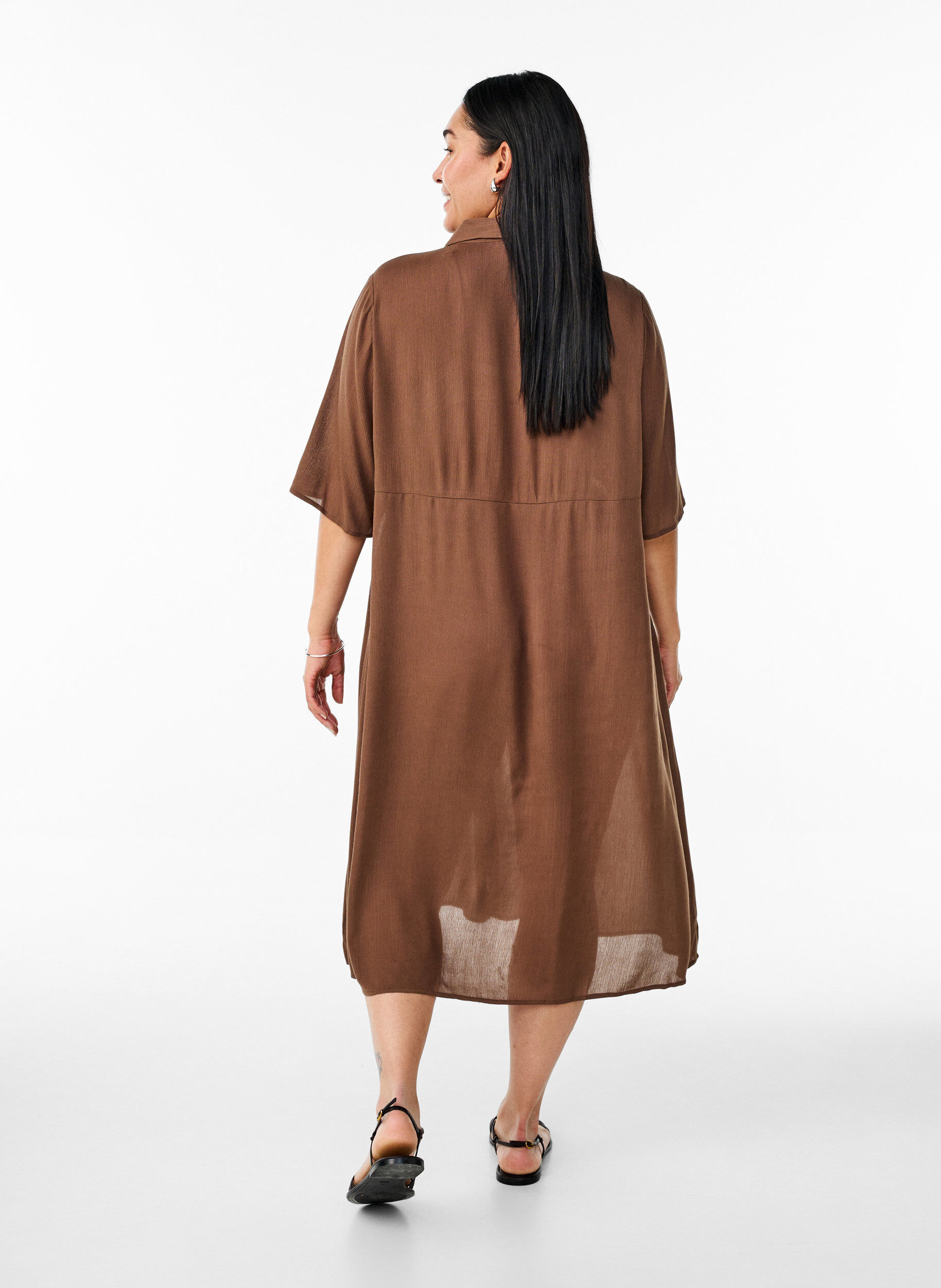 Zizzi Lyhythihainen midipituinen paitamekko, Vihre&auml;, Model image number 2