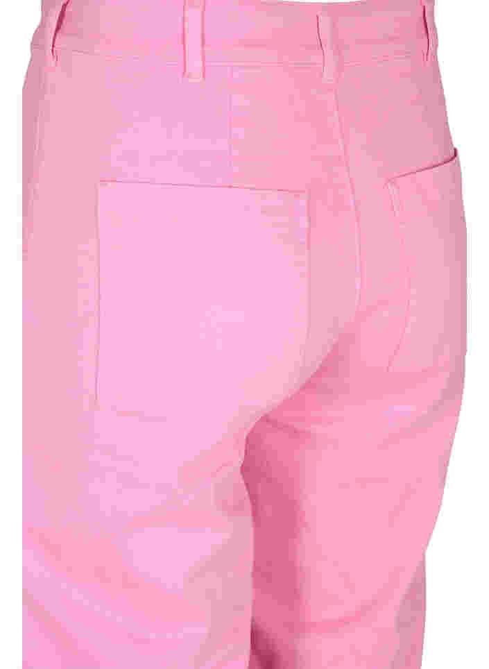 Leveälahkeiset farkut korkealla vyötäröllä, Pink, Packshot image number 3