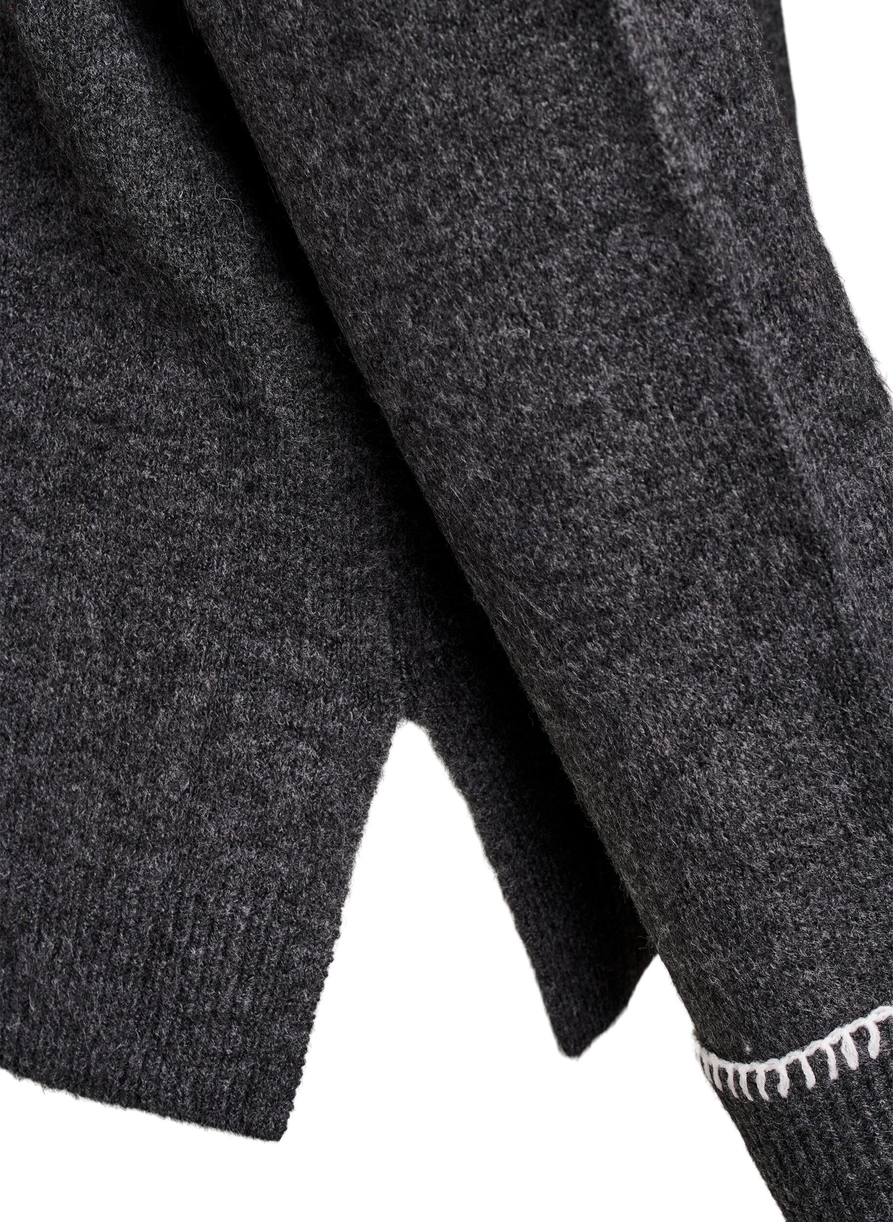 Zizzi Neulottu pusero korkealla kauluksella ja kontrastiyksityiskohdalla, Harmaa, Packshot image number 3