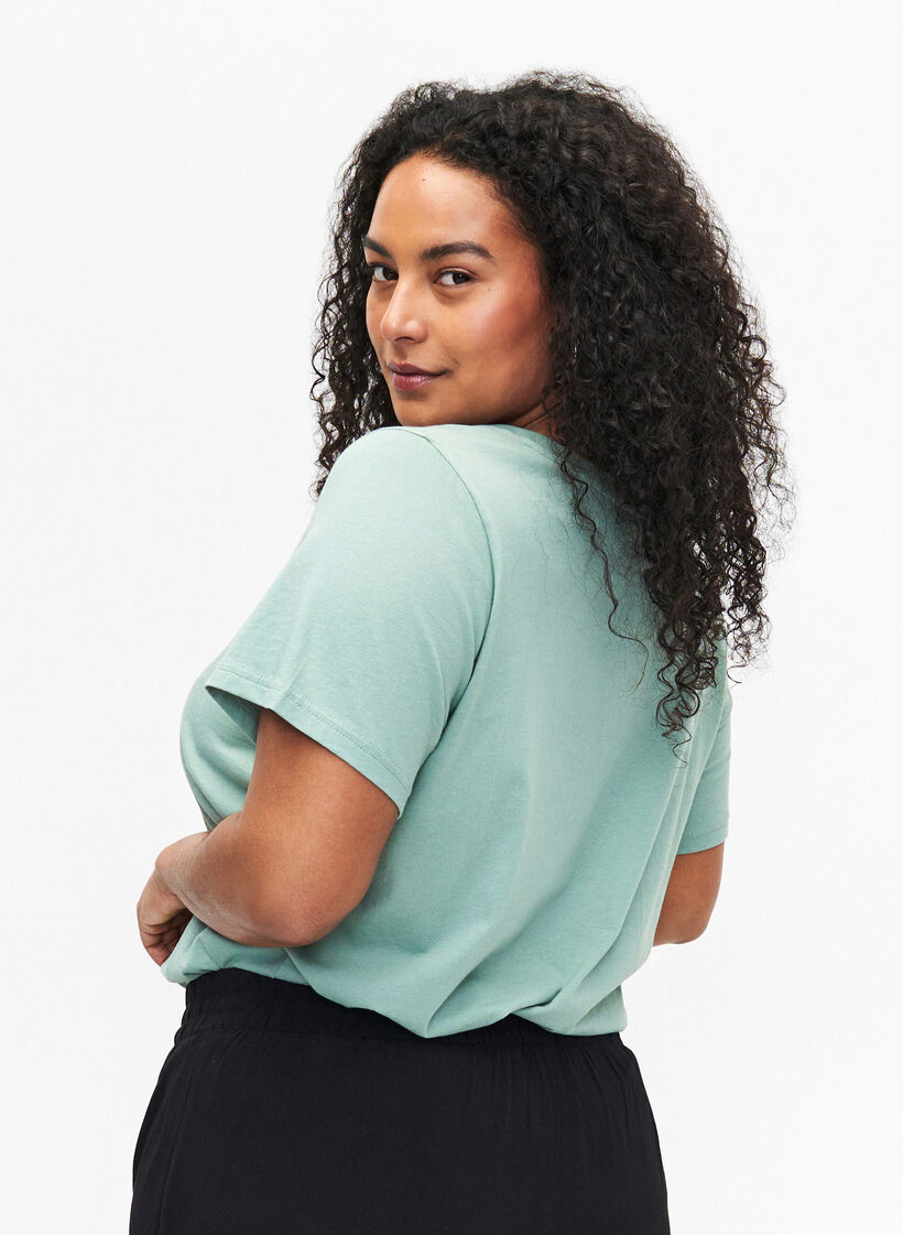 Kuvioitu puuvillainen T-paita, Ch. Green w. Face, Model image number 1