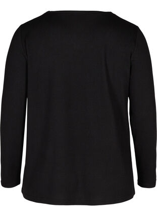 Yksivärinen pusero pitkillä hihoilla ja kauluksella , Black, Packshot image number 1