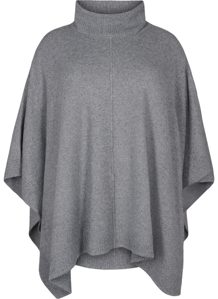 Poncho korkealla kauluksella, Medium Grey Melange, Packshot image number 0