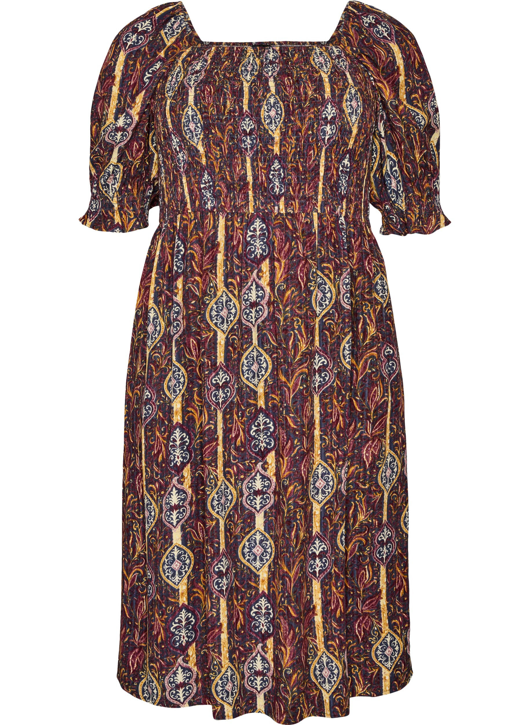 Kes&auml;mekko viskoosista paisley-kuosilla