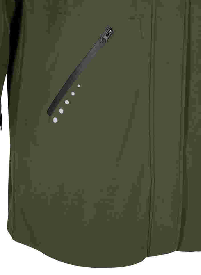Pitkä hupullinen softshell-takki, Forest Night Solid, Packshot image number 3