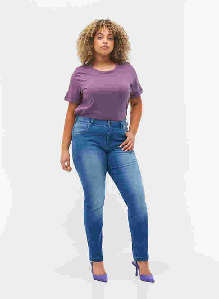Perus t-paita puuvillasta, Vintage Violet, Model image number 2