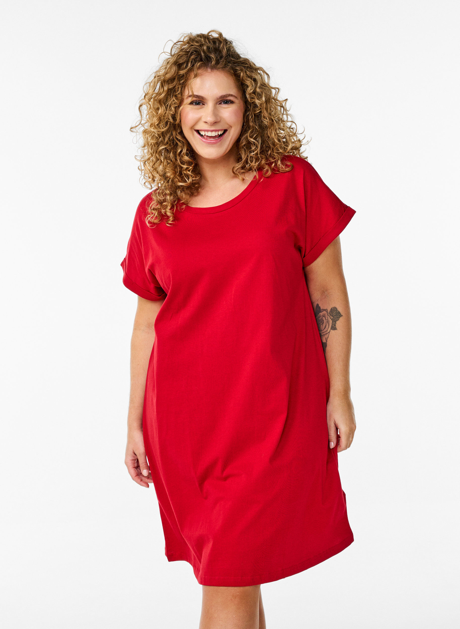 Zizzi2-pack T-paitamekko lyhyill&auml; hihoilla, Punainen, Model image number 0