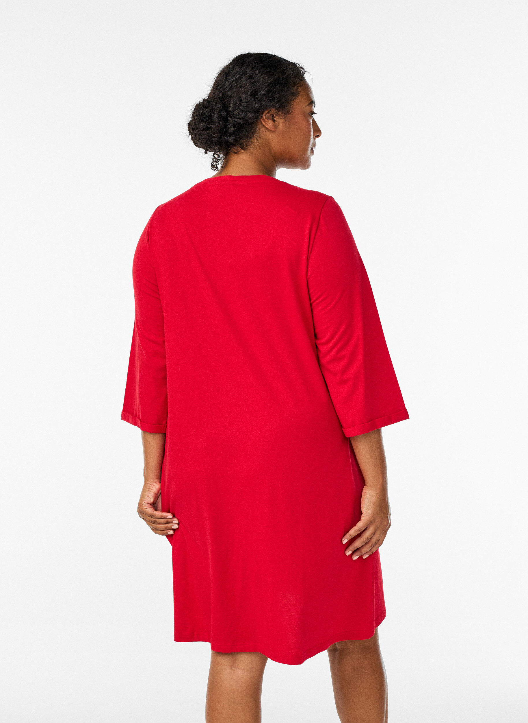 Zizzi Y&ouml;paita luomupuuvillasta jouluteemalla, Punainen, Model image number 2