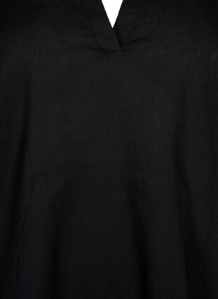 Puuvillan ja pellavan sekoitteesta valmistettu hupullinen mekko, Black, Packshot image number 2