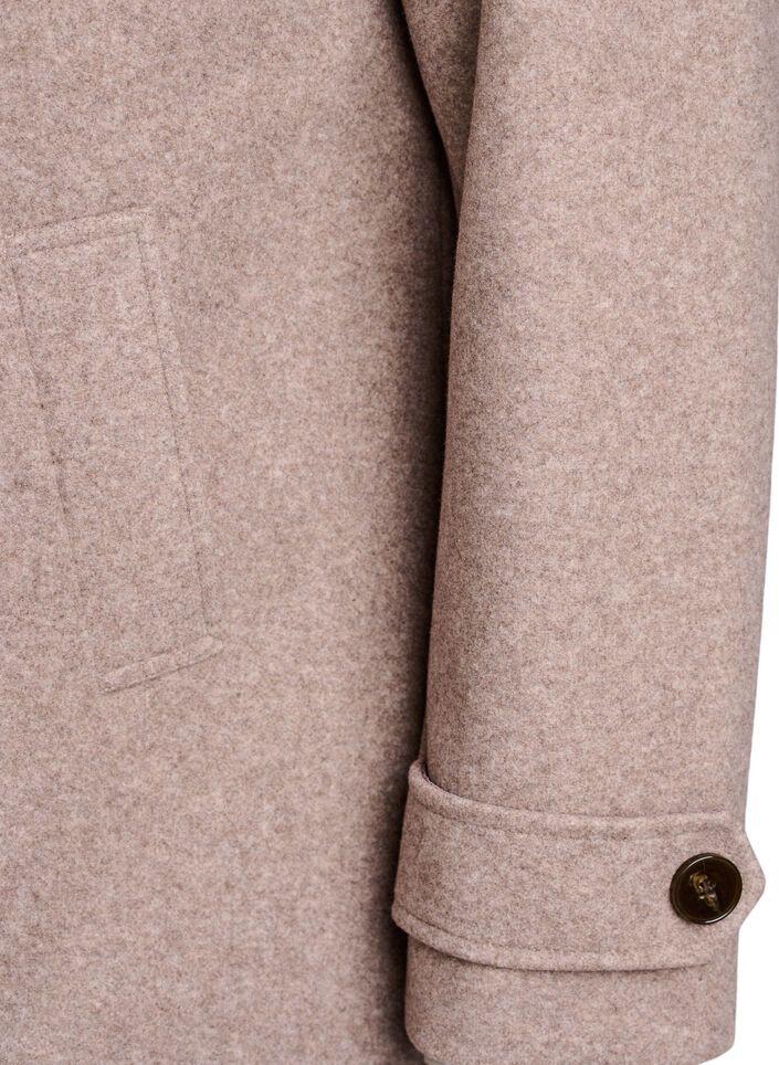 Lyhyt takki kaksoisnapituksella, Beige, Packshot image number 3