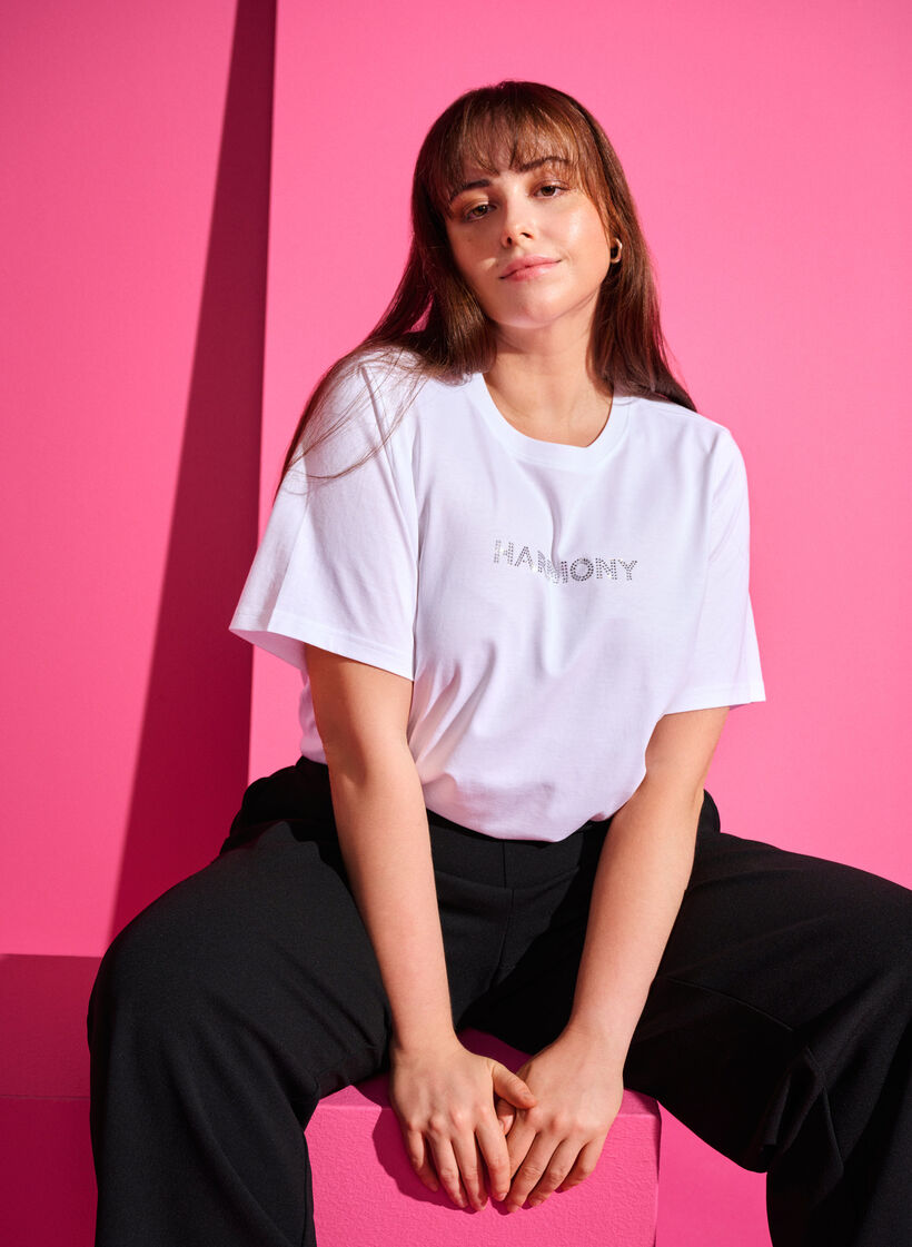 Luomupuuvillasta valmistettu t-paita tekstillä, White HARMONY, Image image number 0