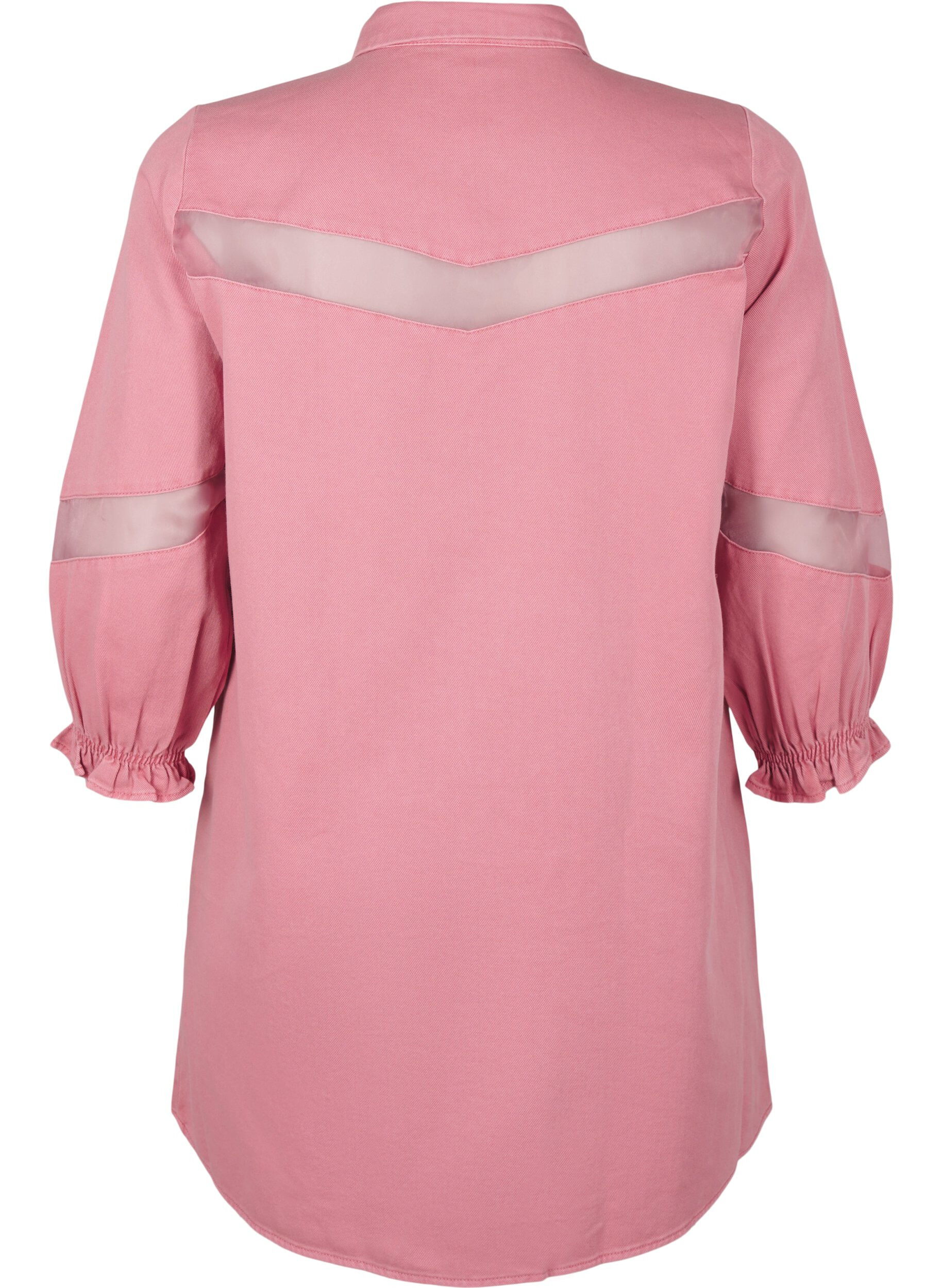 Zizzi V&auml;rillinen farkkupaitamekko, jossa on verkkokoristeita, Heather Rose, Packshot image number 1