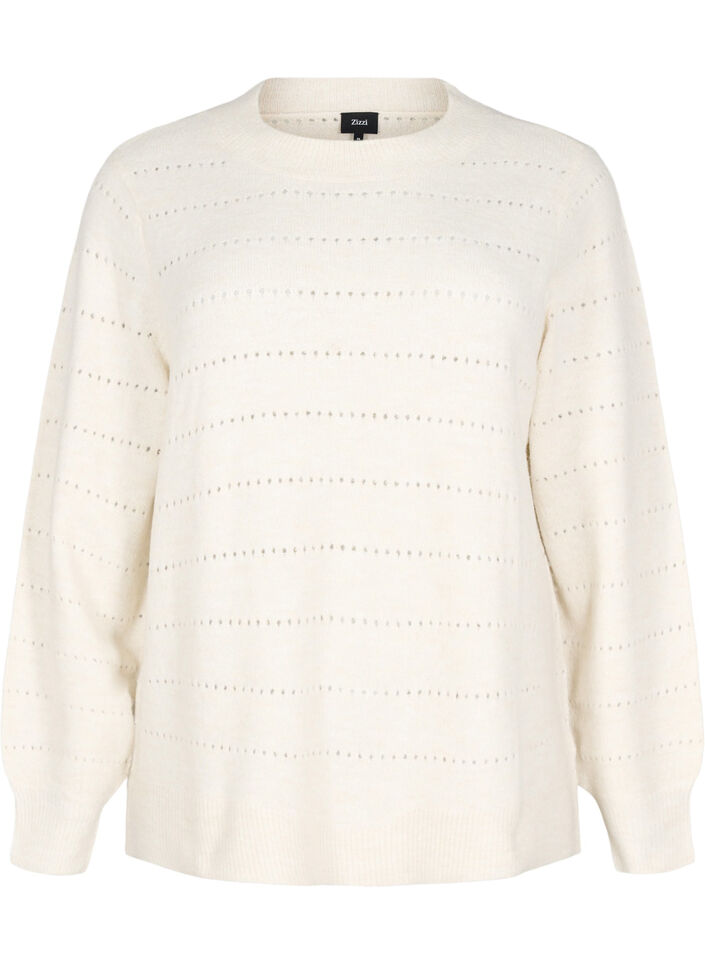 Neulepaita pyöreällä pääntiellä ja pitsikuviolla, Birch Mel., Packshot image number 0