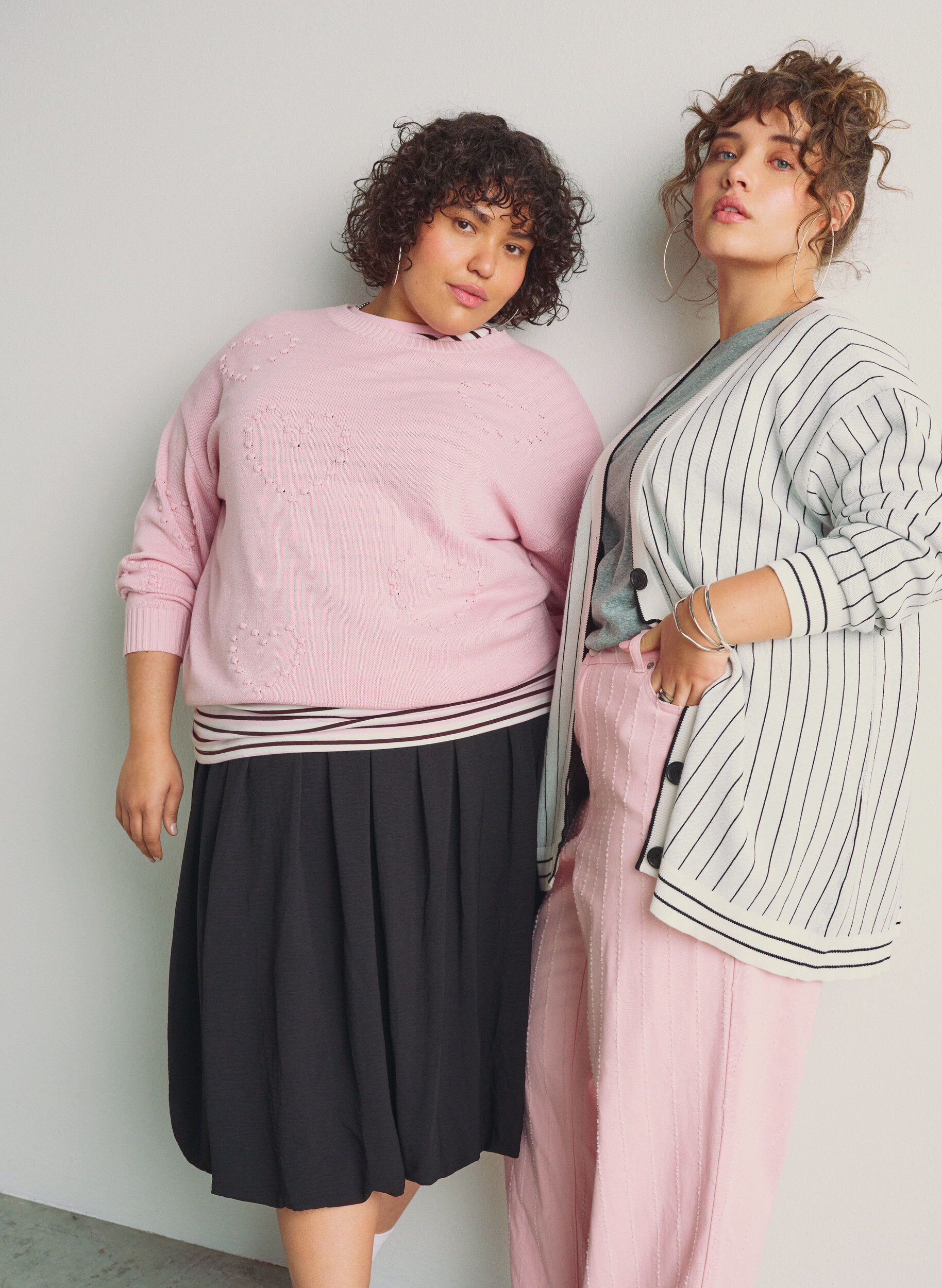 Zizzi Syd&auml;nkuvioinen rento neulepusero, Vaaleanpunainen, Image image number 0