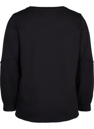 Pitkähihainen pusero koristeellisilla ompeleilla, Black, Packshot image number 1