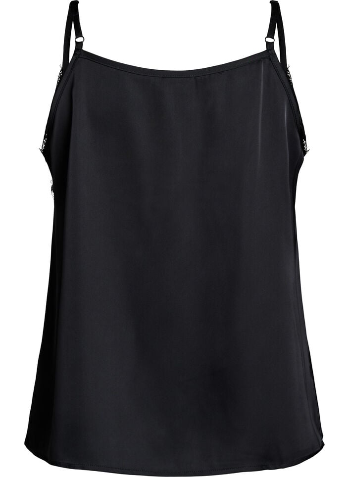 Satiinitoppi pitsill&auml;, Musta, Packshot image number 1