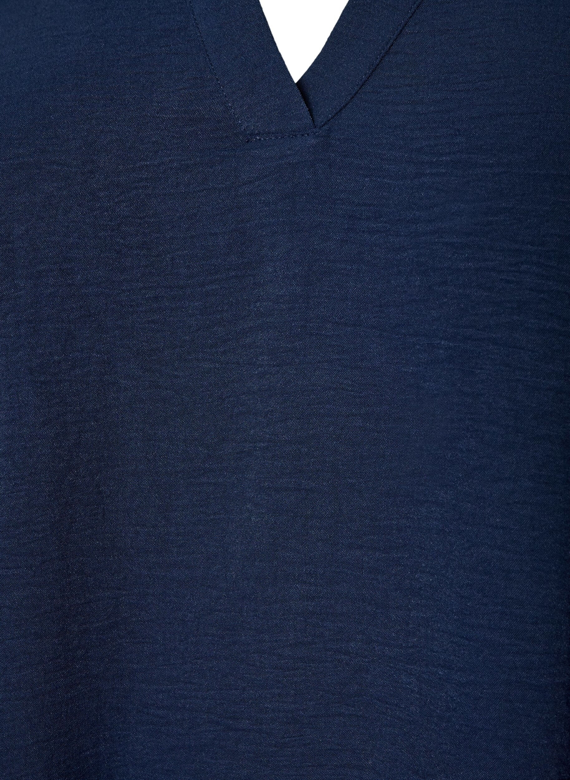 ZizziPusero smock-kalvosimilla ja v-p&auml;&auml;ntiell&auml;, Sininen, Packshot image number 2