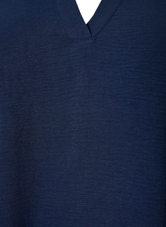 Pusero smock-kalvosimilla ja v-p&auml;&auml;ntiell&auml;, Sininen, Packshot image number 2