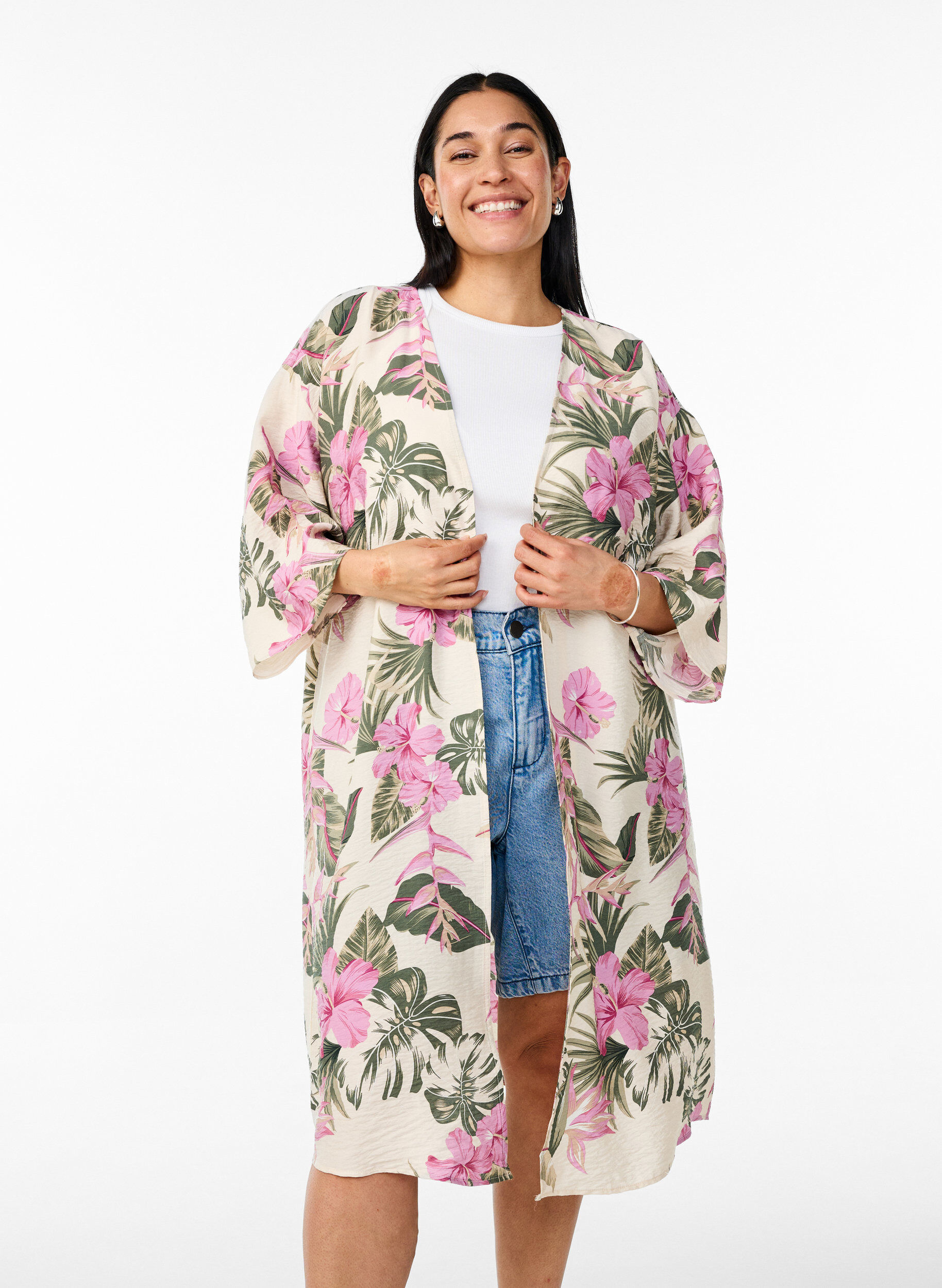 ZizziViskoosikimono, &frac34;-mittaiset hihat, Vanilja, Model image number 0