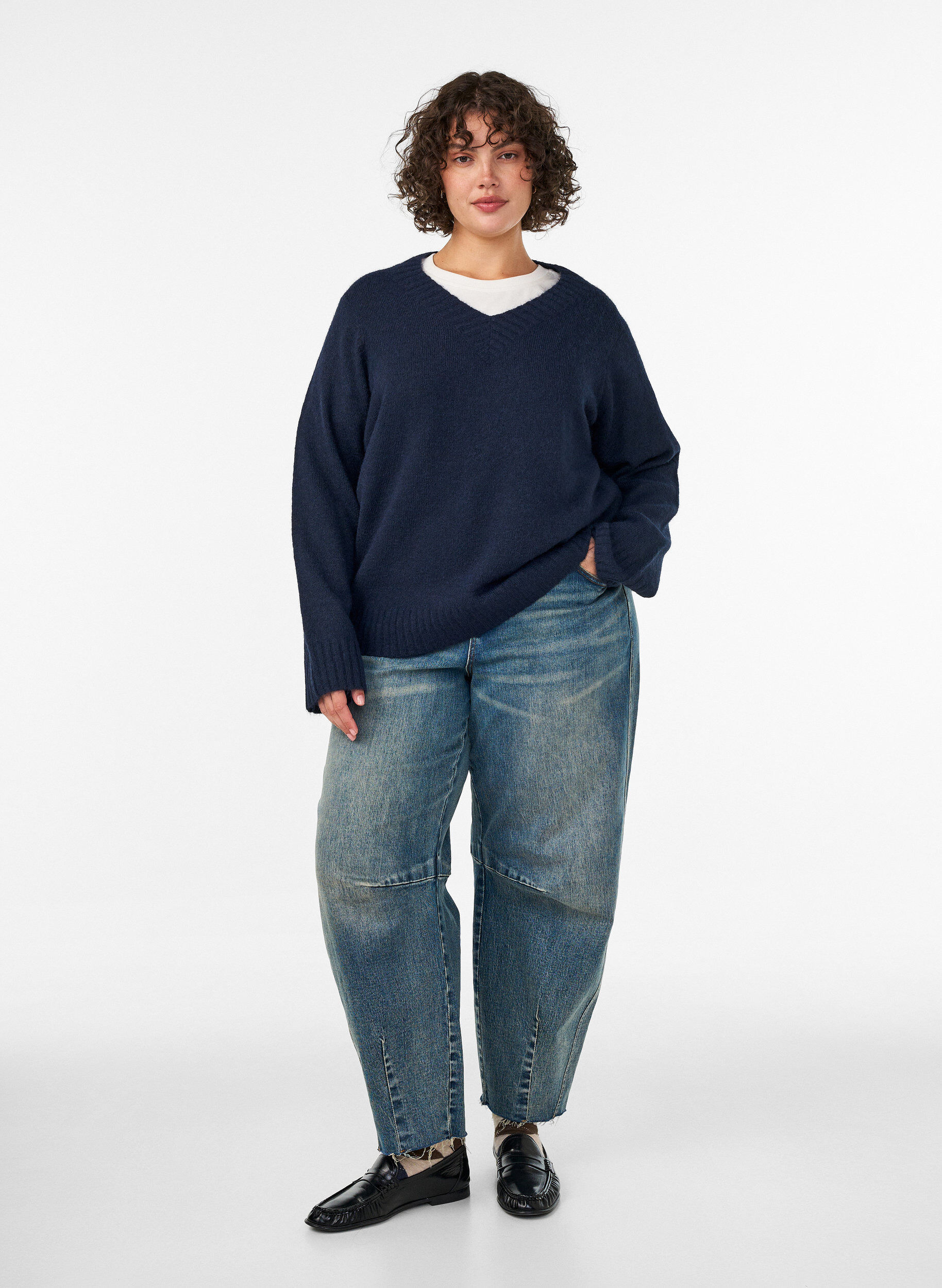 ZizziV-aukkoinen neule, Sininen, Model image number 1