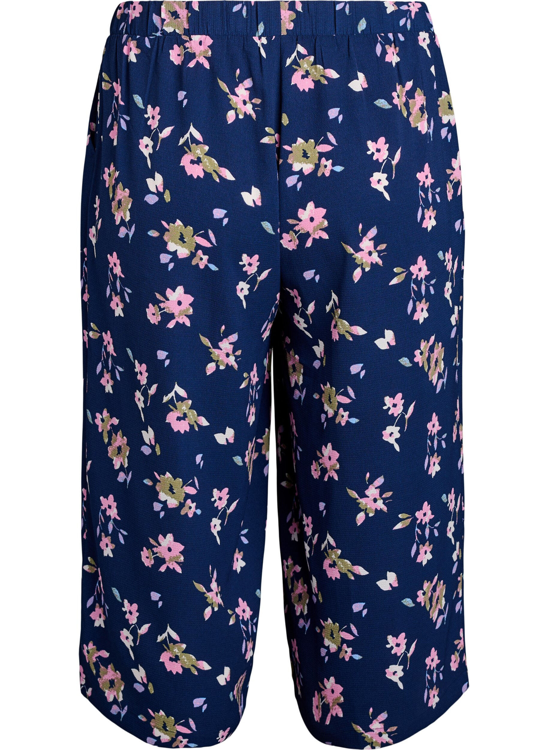 Zizzi Culottes-housut kuosilla, Sininen, Packshot image number 1