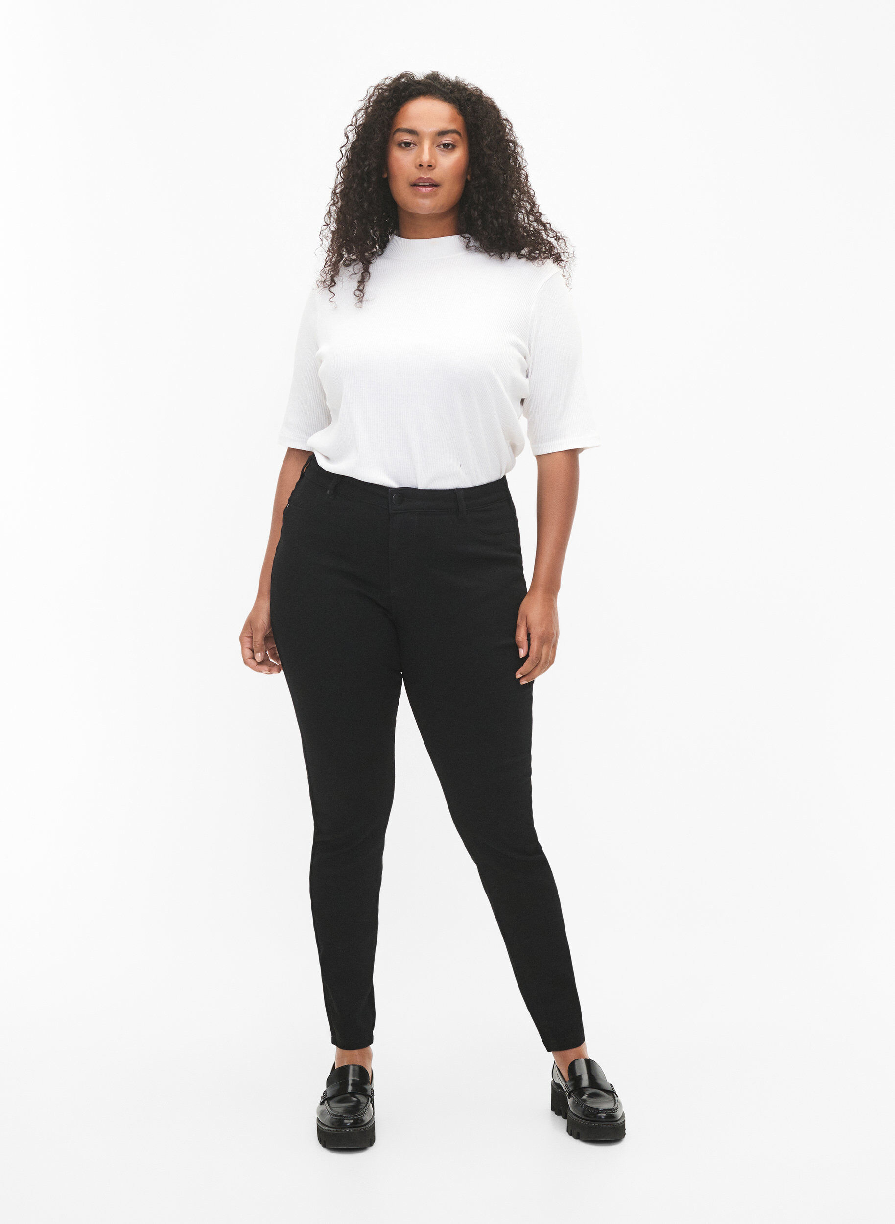 Jeggingsit puuvillasekoitteesta, Black, Model