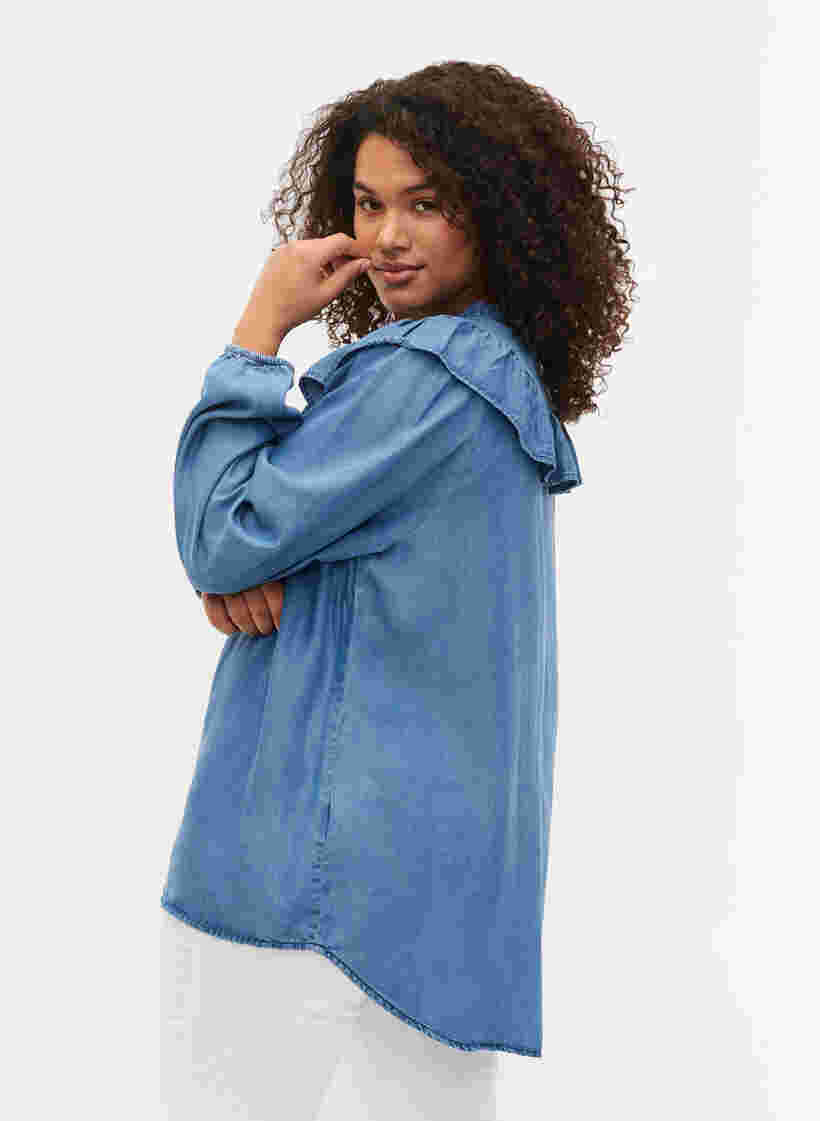 Pitkähihainen paita lyocell-kuidusta (TENCEL™), Blue denim, Model image number 2