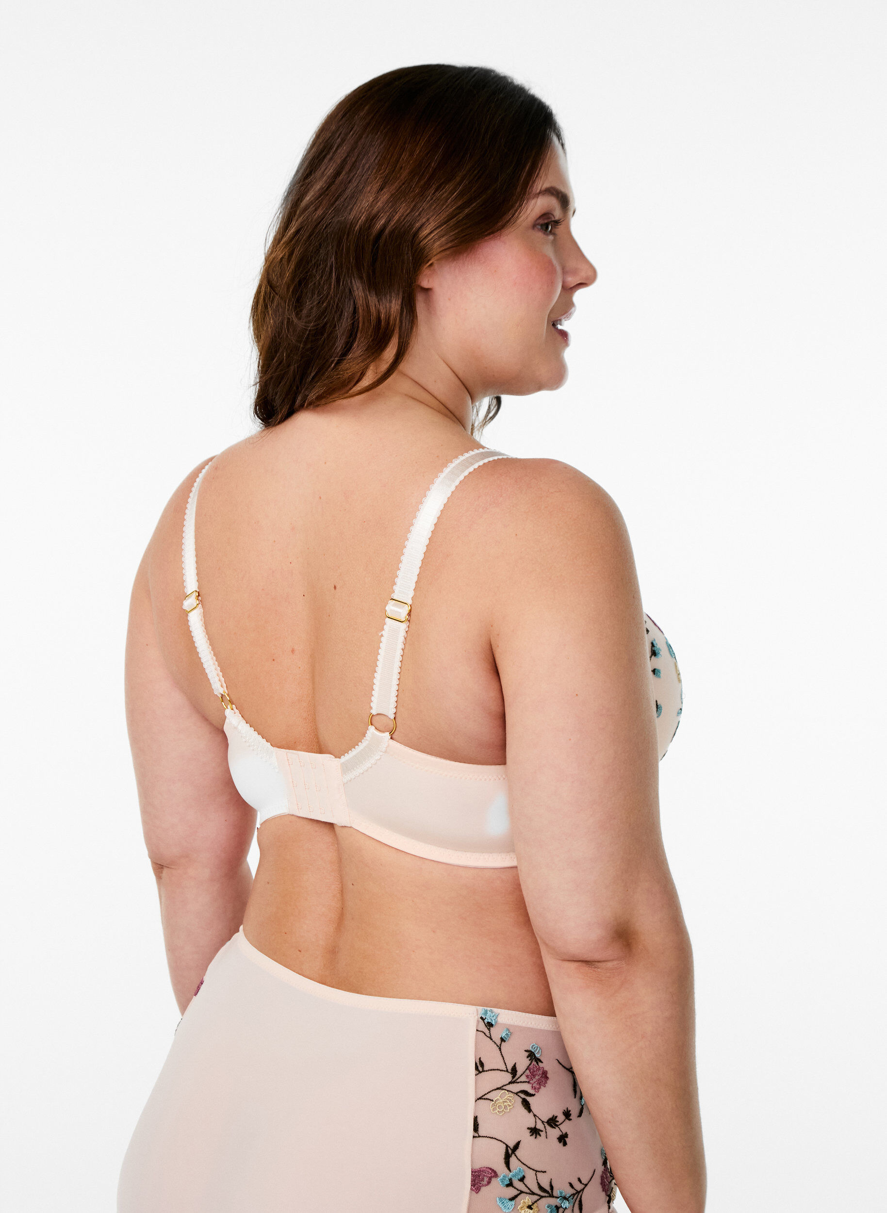 Zizzi Muotoillut rintaliivit, joissa kirjailtuja kukkia, Vaaleanpunainen, Model image number 2