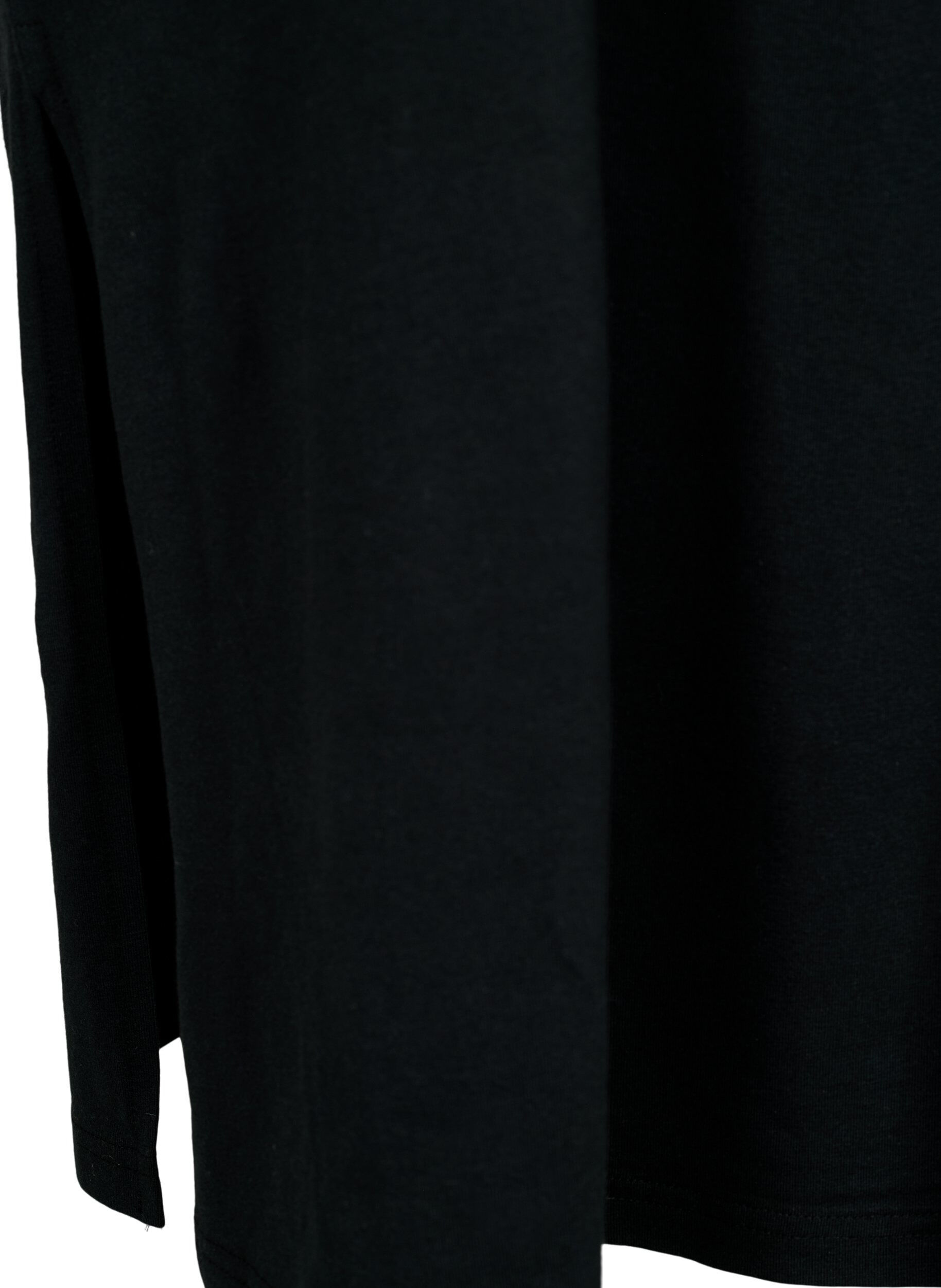 ZizziLyhythihainen puuvillamekko halkiolla, Black, Packshot image number 3