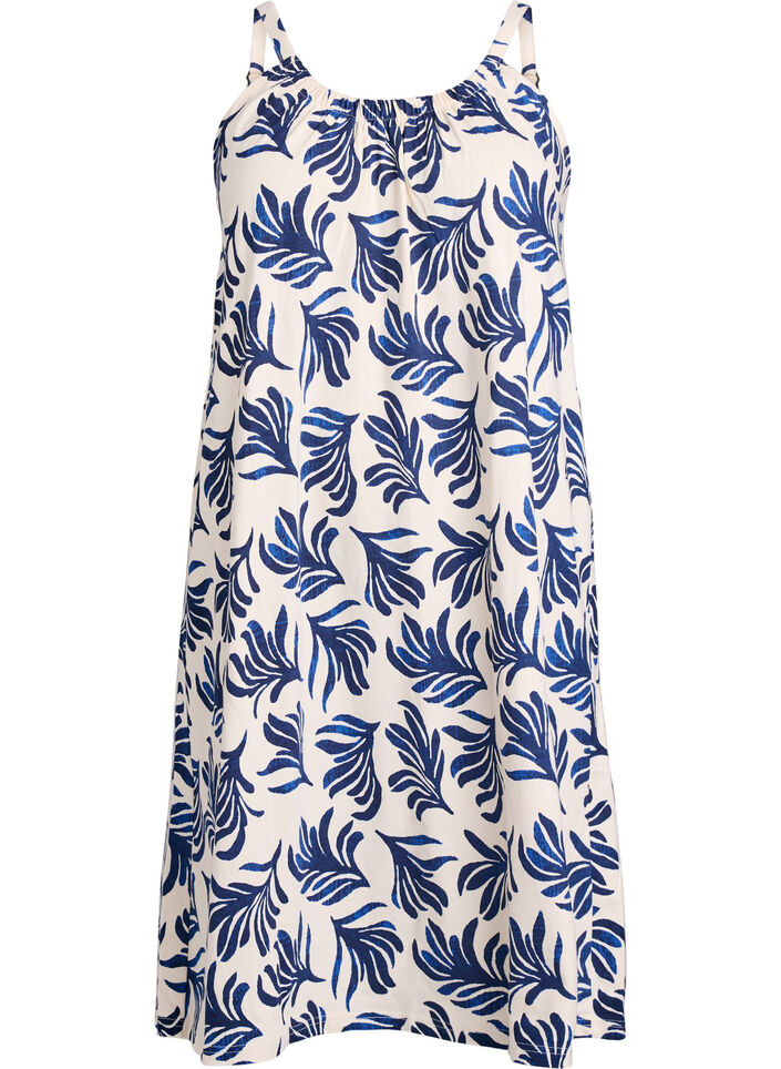 Midipituinen olkainmekko luomupuuvillaa, Valkoinen, Packshot image number 0