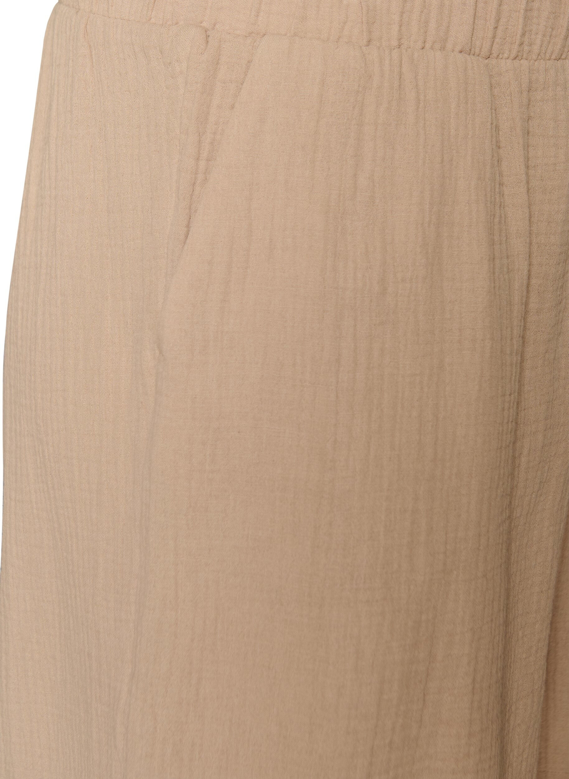 Zizzi Korkeavy&ouml;t&auml;r&ouml;iset puuvillaiset musliinishortsit, Beige, Packshot image number 2