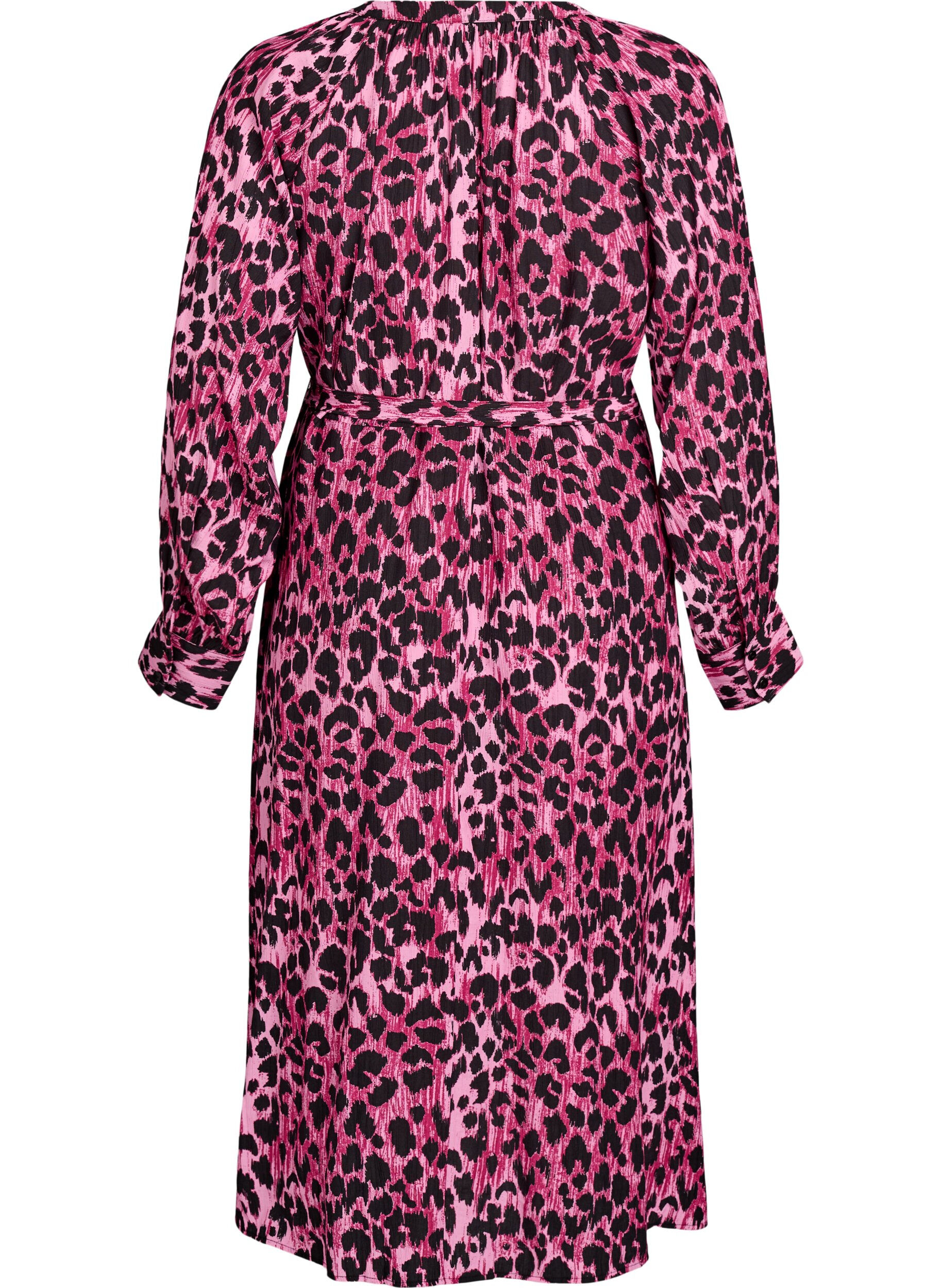 Zizzi Midimekko nappikiinnityksell&auml; ja solmittavalla vy&ouml;ll&auml;, Vaaleanpunainen, Packshot image number 1