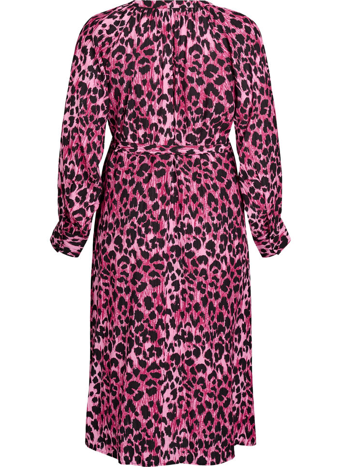 Midimekko nappikiinnityksellä ja solmittavalla vyöllä, Vaaleanpunainen, Packshot image number 1