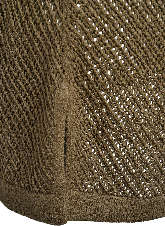 FLASH - Lyhythihainen neulepusero v-aukolla, Vihreä, Packshot image number 3