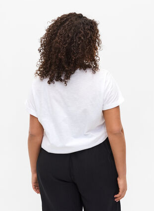 Ekologisesta puuvillasta valmistettu t-paita painatuksella, Bright White TEXT, Model image number 1
