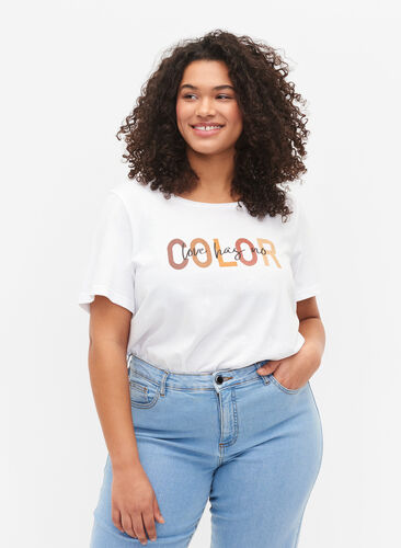 T-paita puuvillasta kuosilla , Bright White COLOR, Model image number 0