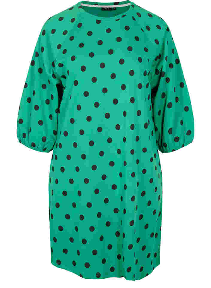 Pilkullinen mekko 3/4-hihoilla, Jolly Green Dot, Packshot image number 0