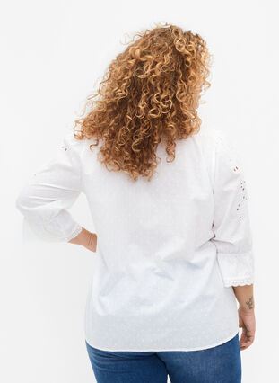 Rakenteellinen paitapusero kirjailulla anglaise, Bright White, Model image number 1